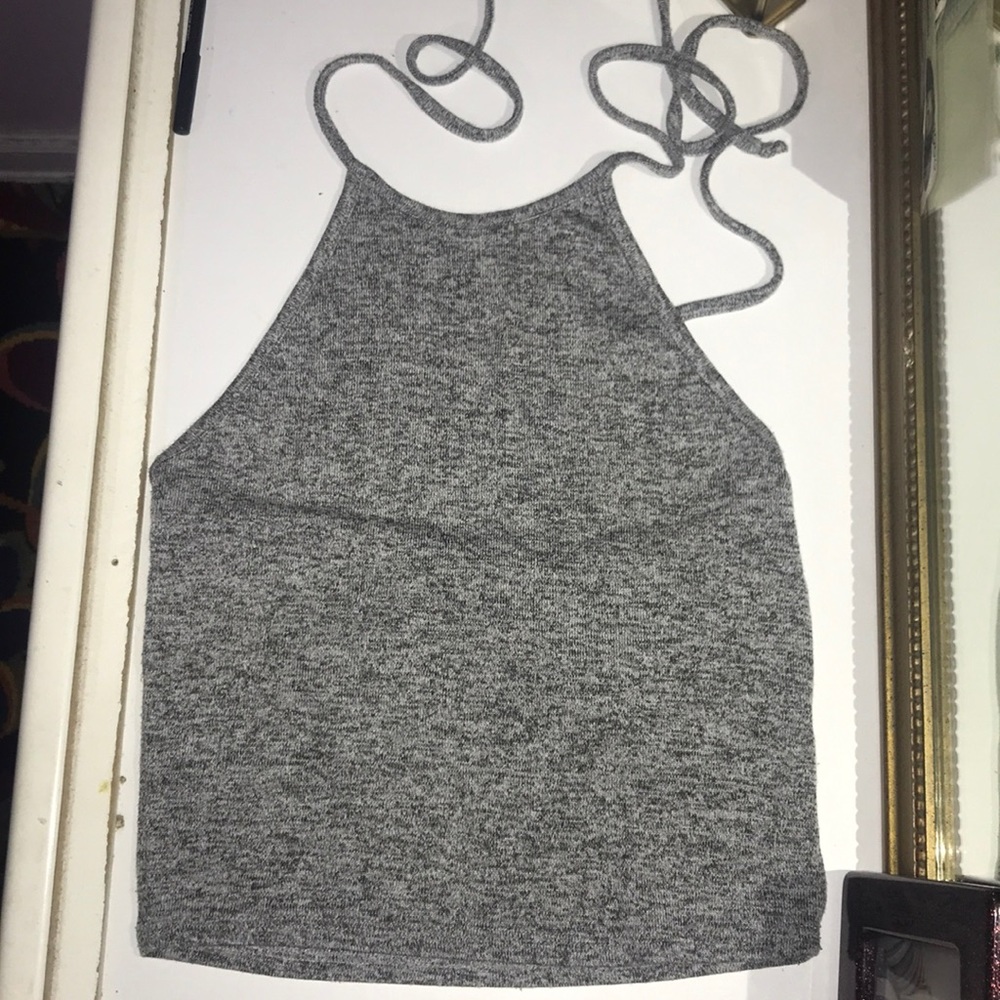 Gray Halter Crop Top